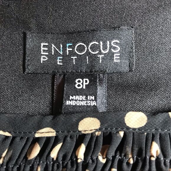 Enfocus Petite Polka Dot Sheer Sleeve Lined Dress Black Sz 8P - Picture 8 of 10